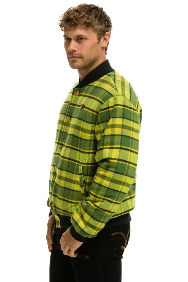 WomenMen Outerwear Aviator Nation PLAID UNISEX VARSITY JACKET 8211 AVOCADO PLAID WomenMen Outerwear Aviator Nation PLAID UNISEX VARSITY JACKET 8211 AVOCADO PLAID