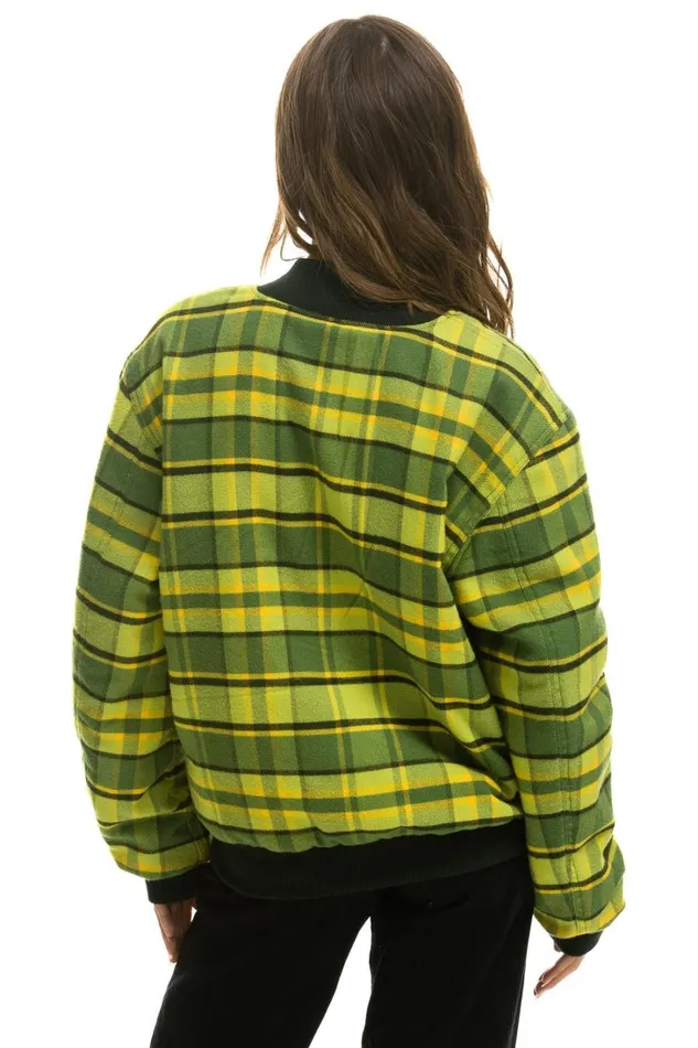 WomenMen Outerwear Aviator Nation PLAID UNISEX VARSITY JACKET 8211 AVOCADO PLAID WomenMen Outerwear Aviator Nation PLAID UNISEX VARSITY JACKET 8211 AVOCADO PLAID
