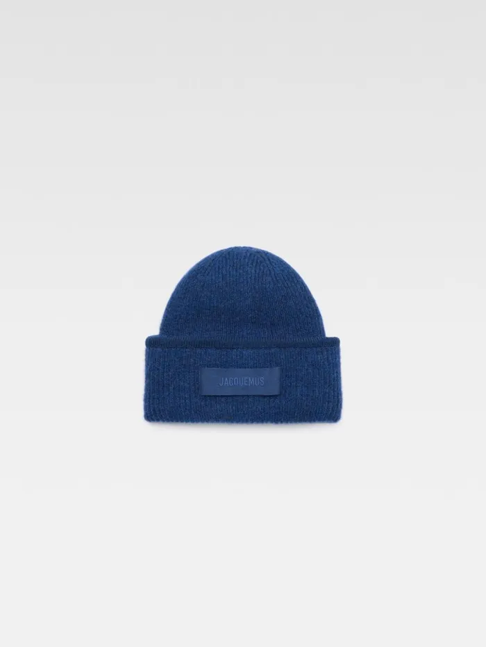WomenMen Scarves Beanies and Gloves JACQUEMUS The Gros Grain Beanie Navy