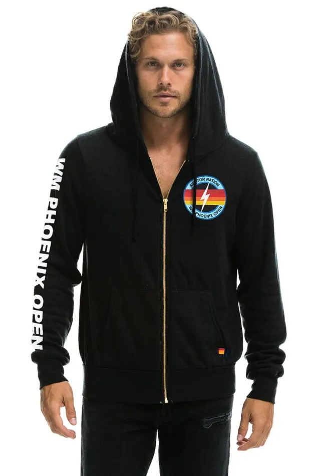 WomenMen Tops Aviator Nation WASTE MANAGEMENT OPEN 2024 ZIP HOODIE 8211 BLACK