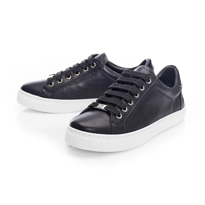 Women Moda In Pelle Black Trainers Anatoli Black Leather