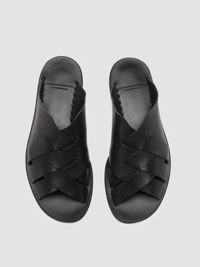 Women Officine Creative Footwear ITACA 049 Black Leather Slide Sandals Women Officine Creative Footwear ITACA 049 Black Leather Slide Sandals
