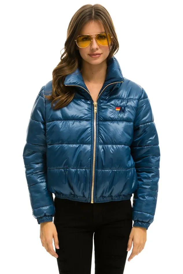 Women Outerwear Aviator Nation BOLT LUXE APRES PUFFER JACKET 8211 GLOSSY DEEP BLUE Women Outerwear Aviator Nation BOLT LUXE APRES PUFFER JACKET 8211 GLOSSY DEEP BLUE