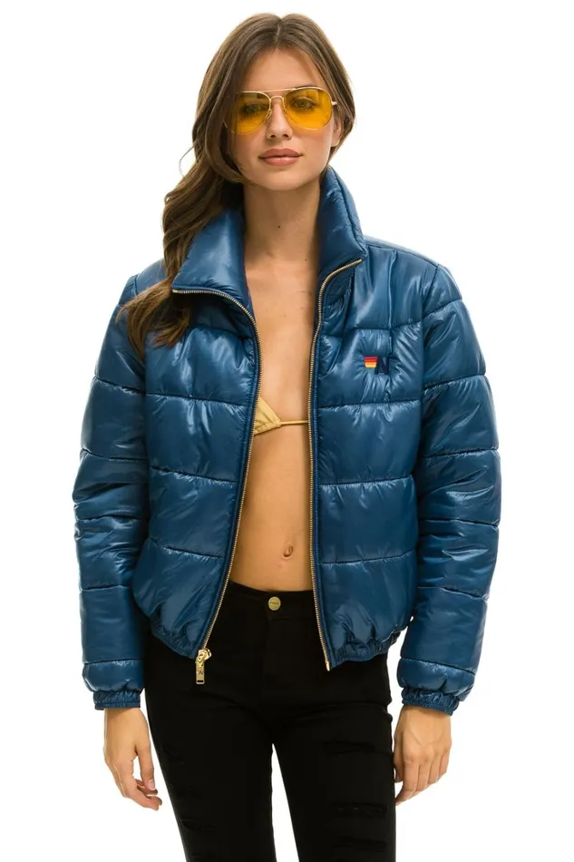 Women Outerwear Aviator Nation BOLT LUXE APRES PUFFER JACKET 8211 GLOSSY DEEP BLUE Women Outerwear Aviator Nation BOLT LUXE APRES PUFFER JACKET 8211 GLOSSY DEEP BLUE