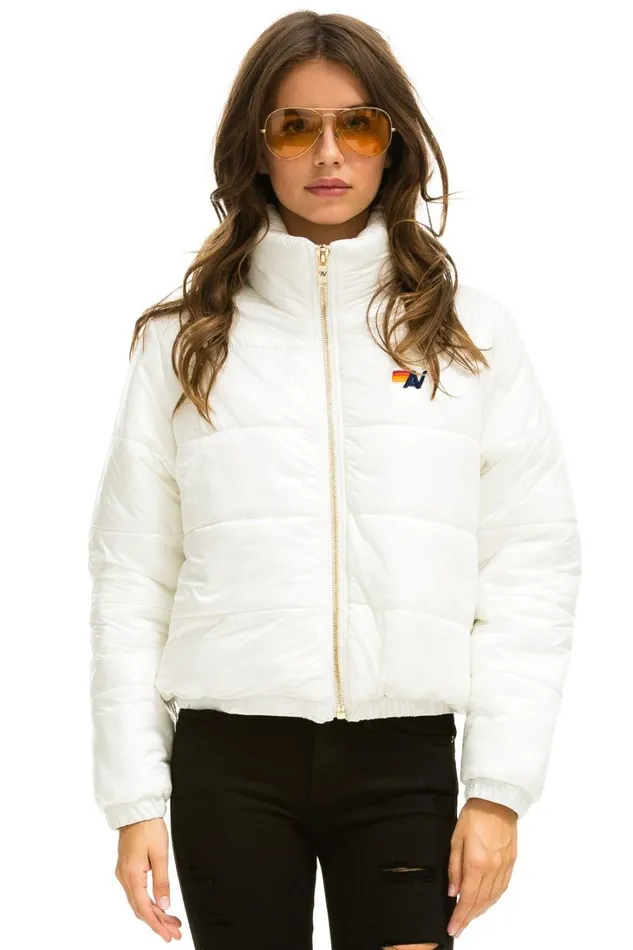 Women Outerwear Aviator Nation BOLT LUXE APRES PUFFER JACKET 8211 GLOSSY WHITE Women Outerwear Aviator Nation BOLT LUXE APRES PUFFER JACKET 8211 GLOSSY WHITE