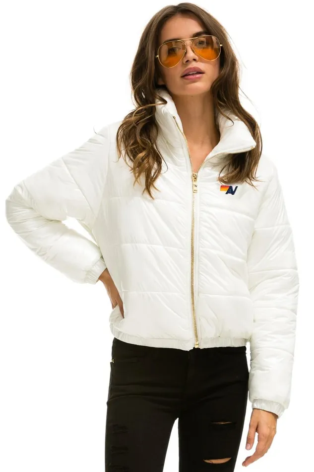 Women Outerwear Aviator Nation BOLT LUXE APRES PUFFER JACKET 8211 GLOSSY WHITE Women Outerwear Aviator Nation BOLT LUXE APRES PUFFER JACKET 8211 GLOSSY WHITE