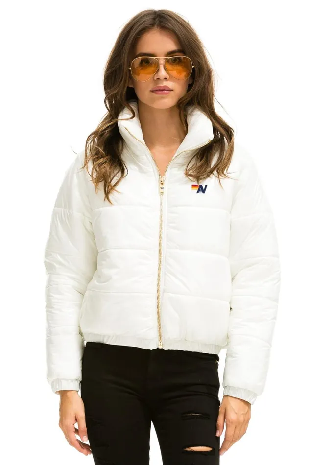 Women Outerwear Aviator Nation BOLT LUXE APRES PUFFER JACKET 8211 GLOSSY WHITE Women Outerwear Aviator Nation BOLT LUXE APRES PUFFER JACKET 8211 GLOSSY WHITE