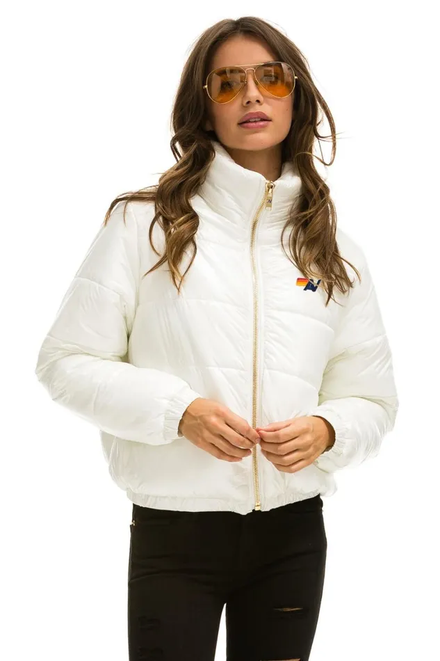 Women Outerwear Aviator Nation BOLT LUXE APRES PUFFER JACKET 8211 GLOSSY WHITE Women Outerwear Aviator Nation BOLT LUXE APRES PUFFER JACKET 8211 GLOSSY WHITE