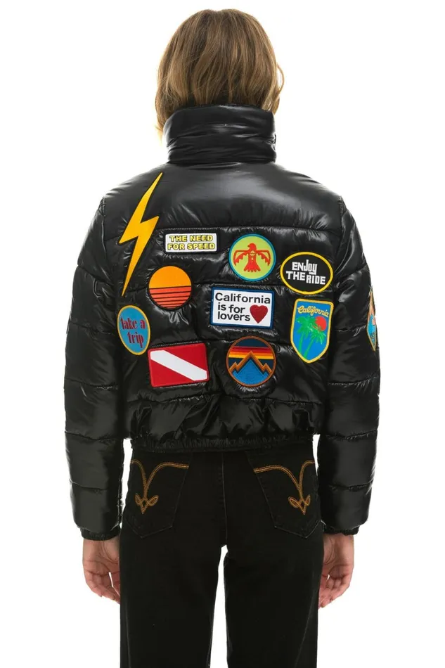 Women Outerwear Aviator Nation VINTAGE PATCH APRES PUFFER JACKET 8211 BLACK GLOSSY Women Outerwear Aviator Nation VINTAGE PATCH APRES PUFFER JACKET 8211 BLACK GLOSSY