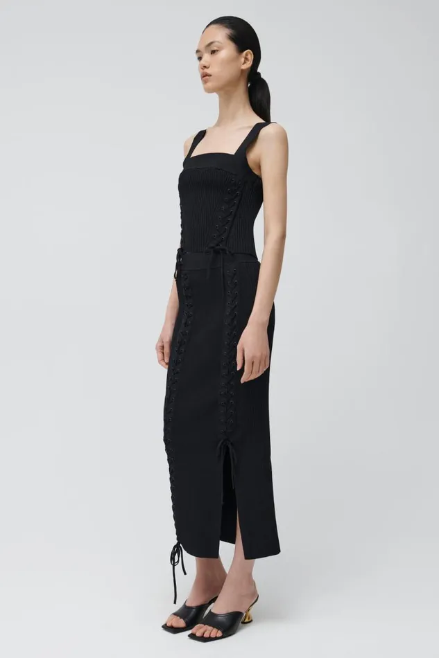 Women Pants and Bottoms Jonathan Simkhai Helix Skirt Black Midi Skirt Women Pants and Bottoms Jonathan Simkhai Helix Skirt Black Midi Skirt