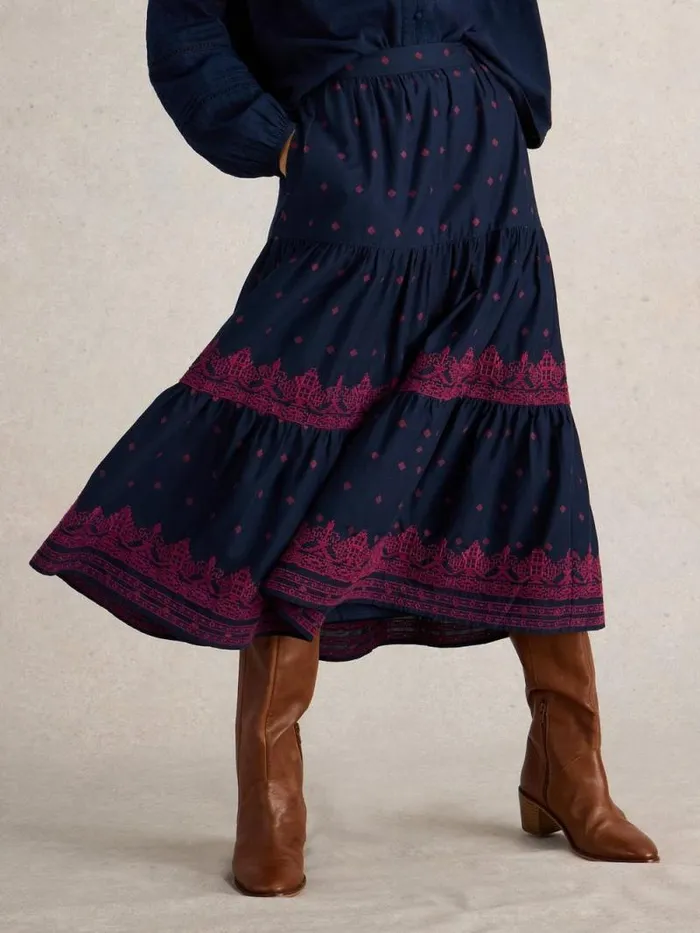 Women Polly Embroidered Skirt Navy Multi White Stuff Skirts Women Polly Embroidered Skirt Navy Multi White Stuff Skirts