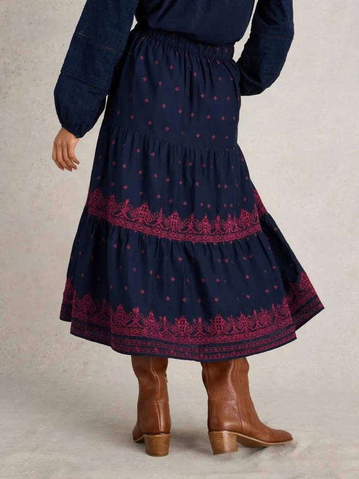 Women Polly Embroidered Skirt Navy Multi White Stuff Skirts Women Polly Embroidered Skirt Navy Multi White Stuff Skirts