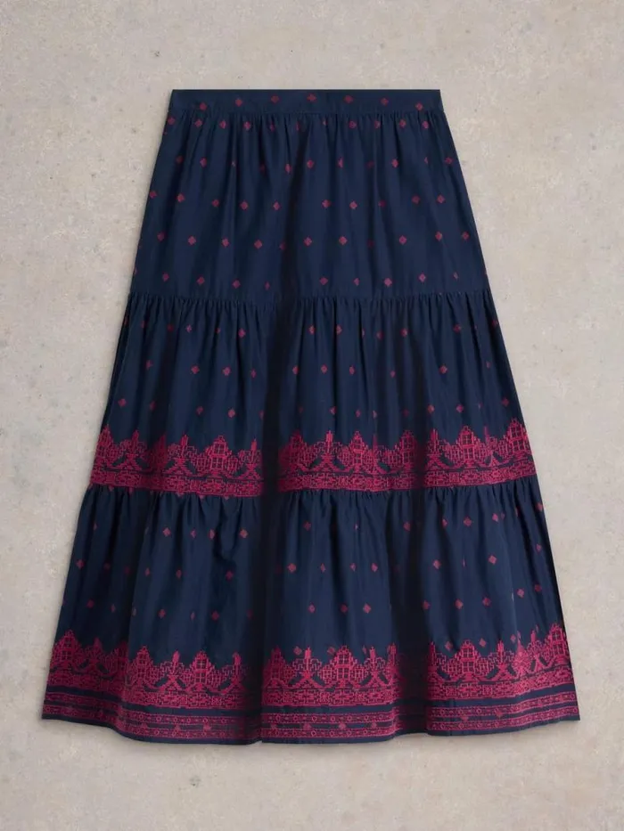 Women Polly Embroidered Skirt Navy Multi White Stuff Skirts Women Polly Embroidered Skirt Navy Multi White Stuff Skirts