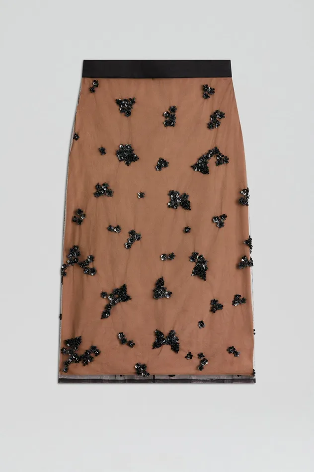 Women Scanlan Theodore BEADED TULLE PENCIL SKIRT BLACK Skirts Women Scanlan Theodore BEADED TULLE PENCIL SKIRT BLACK Skirts