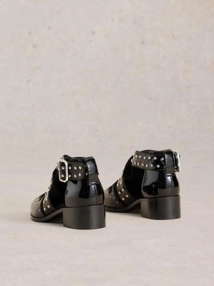 Women Studded Ankle Boot Pure Black White Stuff Boots