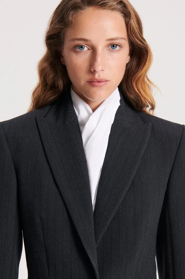 Women TAILORED STRIPE JACKET CHARCOAL Jackets Scanlan Theodore Women TAILORED STRIPE JACKET CHARCOAL Jackets Scanlan Theodore