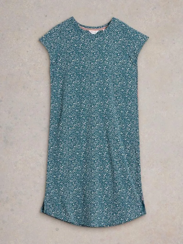 Women Tilda Midi Jersey Nightie Teal Print White Stuff Nightwear Women Tilda Midi Jersey Nightie Teal Print White Stuff Nightwear