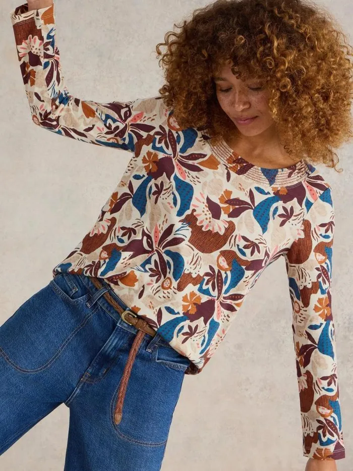 Women WEAVER TEE Natural Print White Stuff Tops and Tees Women WEAVER TEE Natural Print White Stuff Tops and Tees